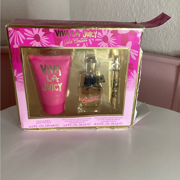 New Viva La Juicy Gold Couture Gift Setvaporizerperfumebody Creamdamage Box
